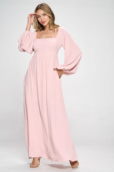 Solid color long sleeve maxi dress
